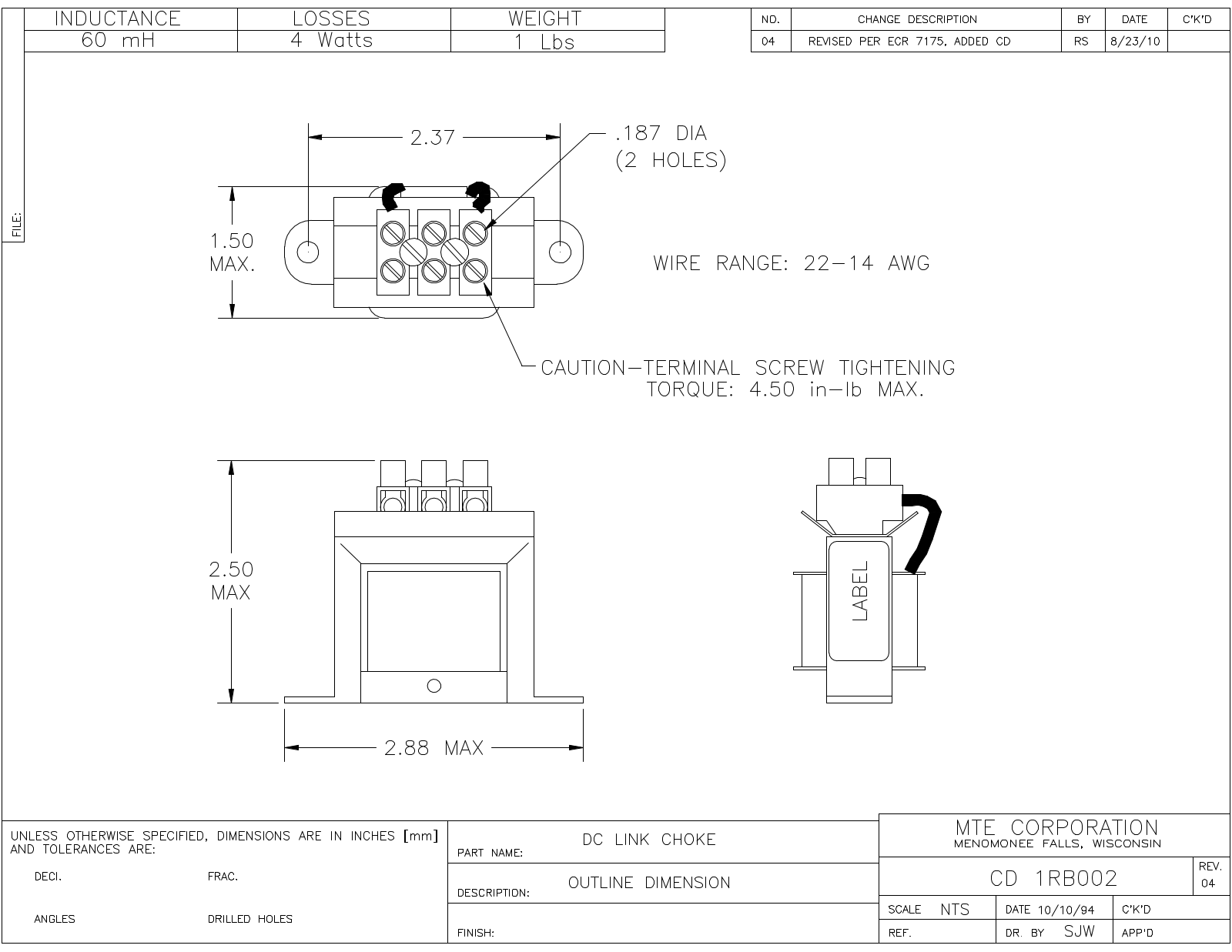 MTE CD 1RB002 CAD Drawings