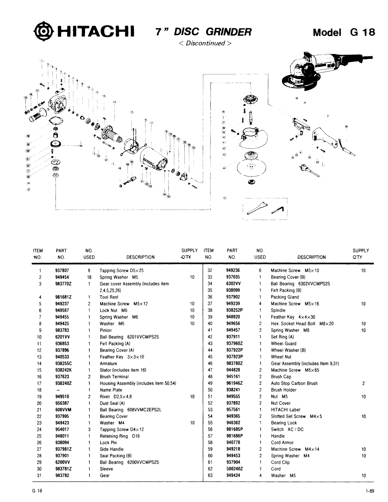 Hitachi G18 User Manual