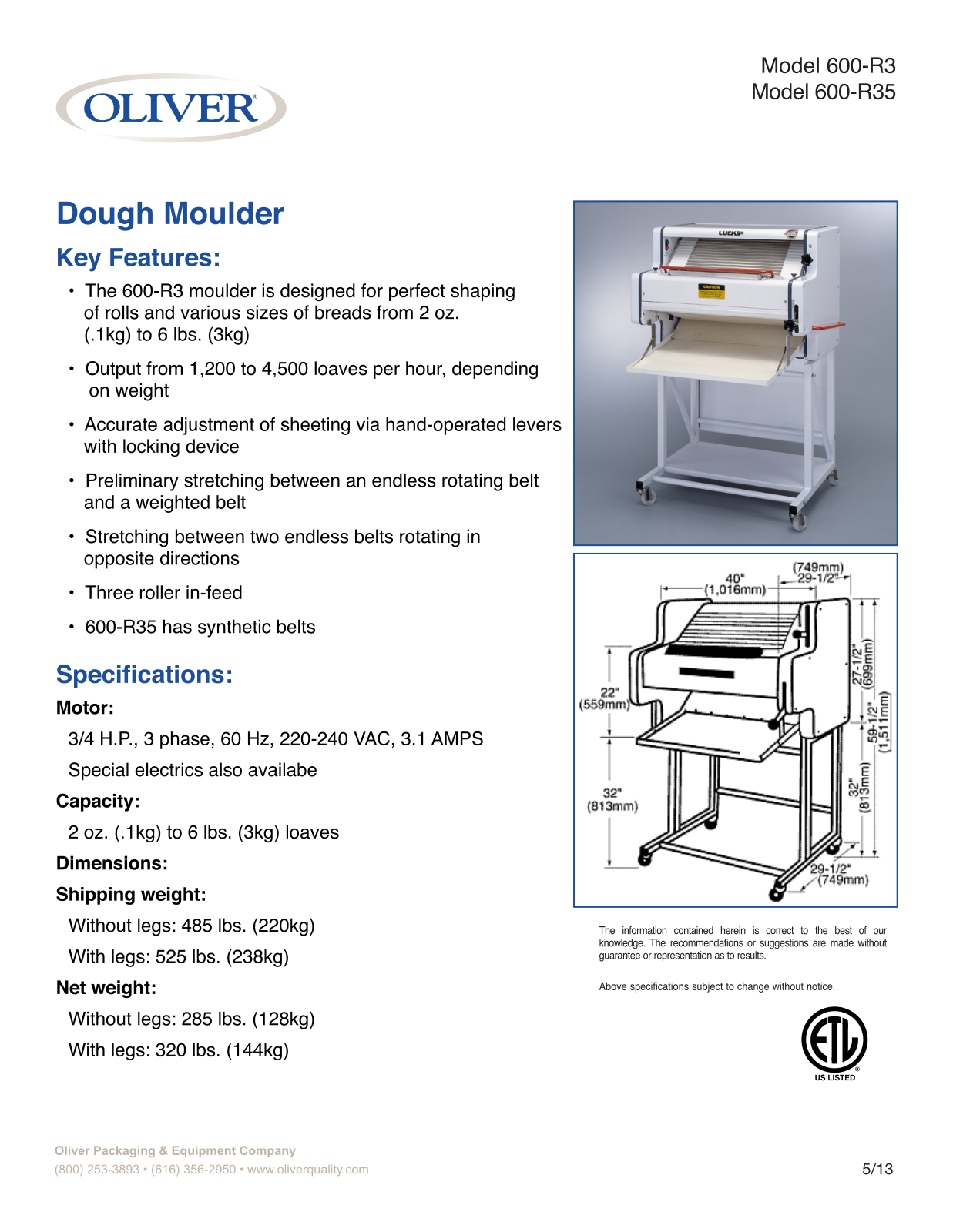 Oliver 600-R3 User Manual