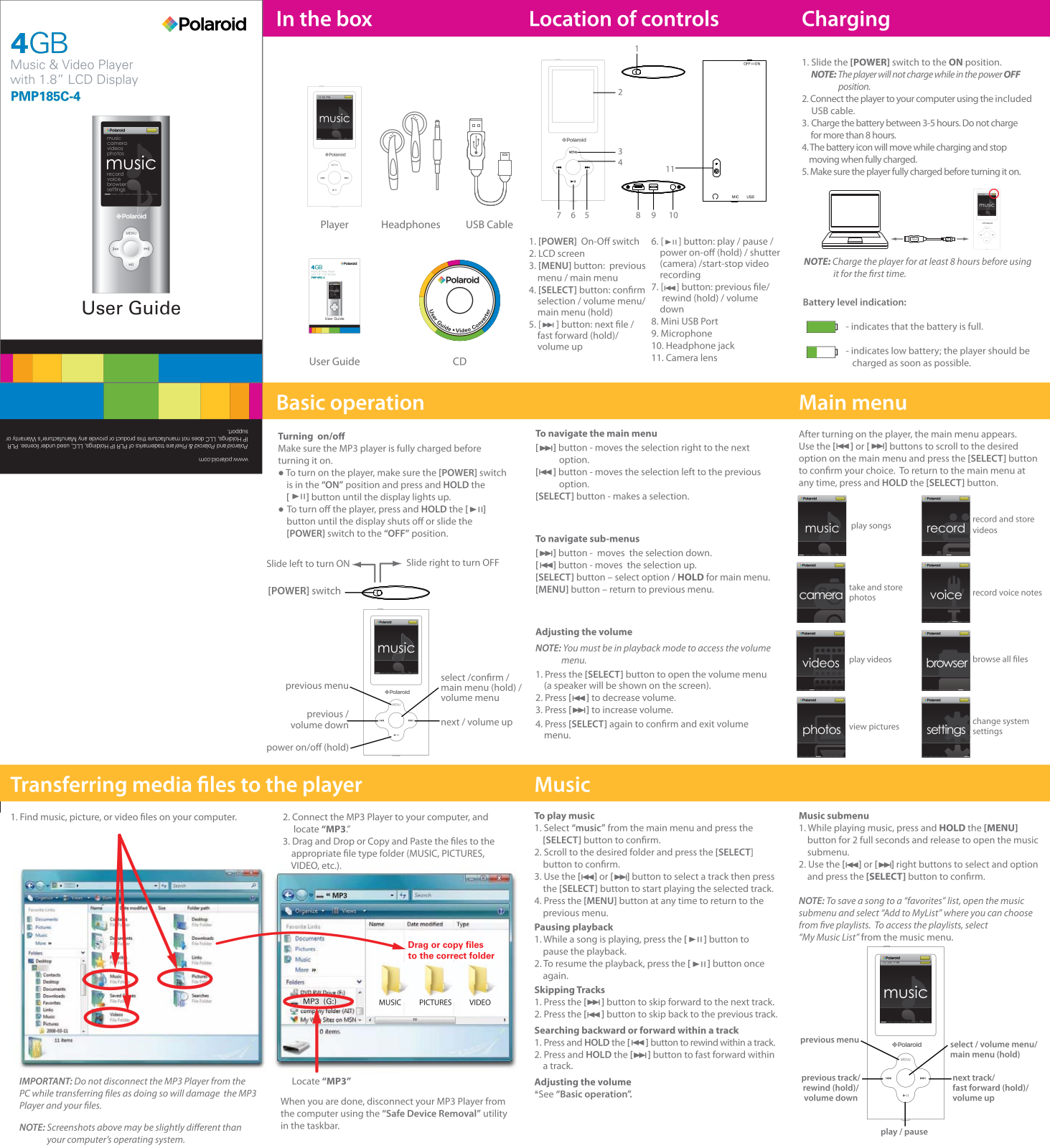 Polaroid PMP185C-4 User Manual