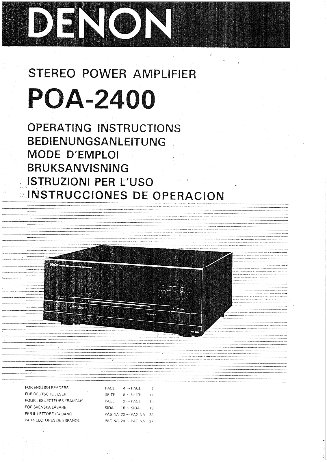 Denon POA-2400 Owner's Manual