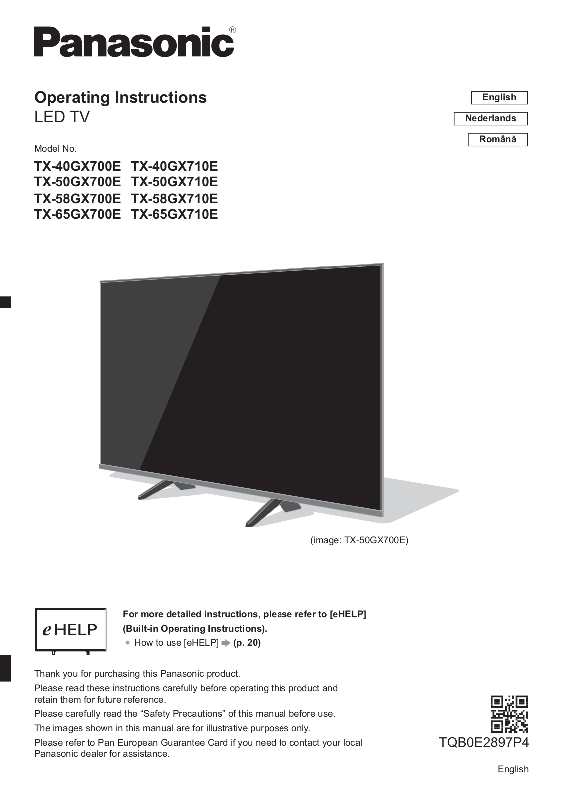 PANASONIC TX-40GX710E User Manual