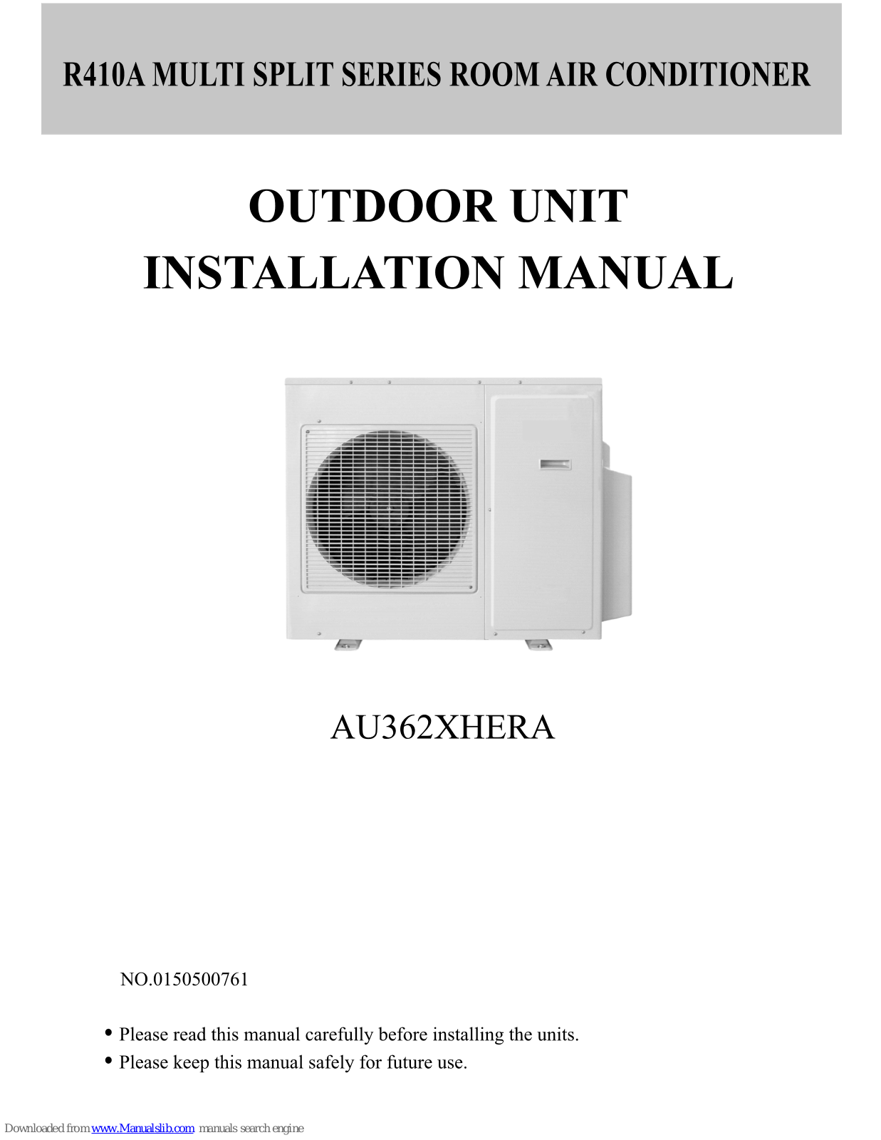 Haier AU362XHERA Installation Manual