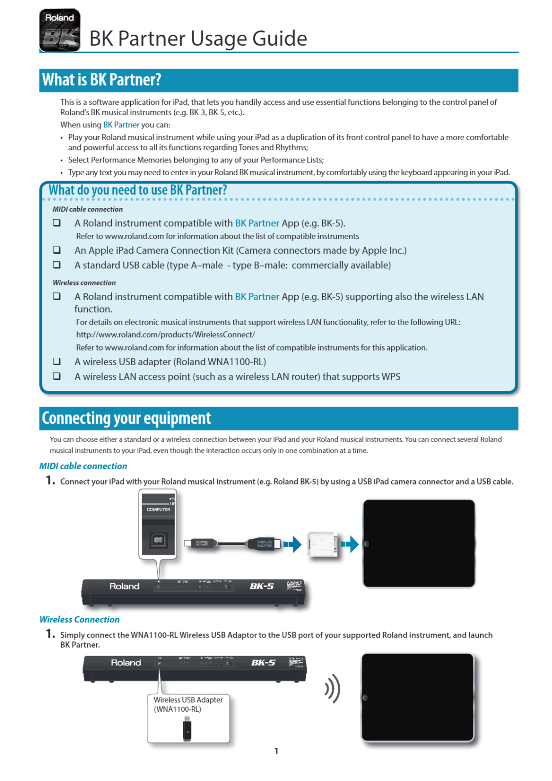 Roland BK Partner User Manual