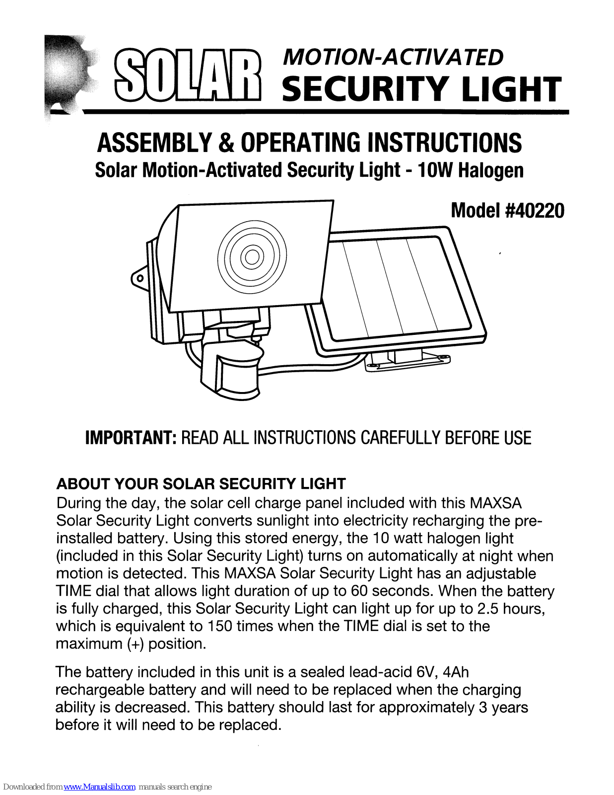 MAXSA 40220 Operating Instructions - ManualMachine.com