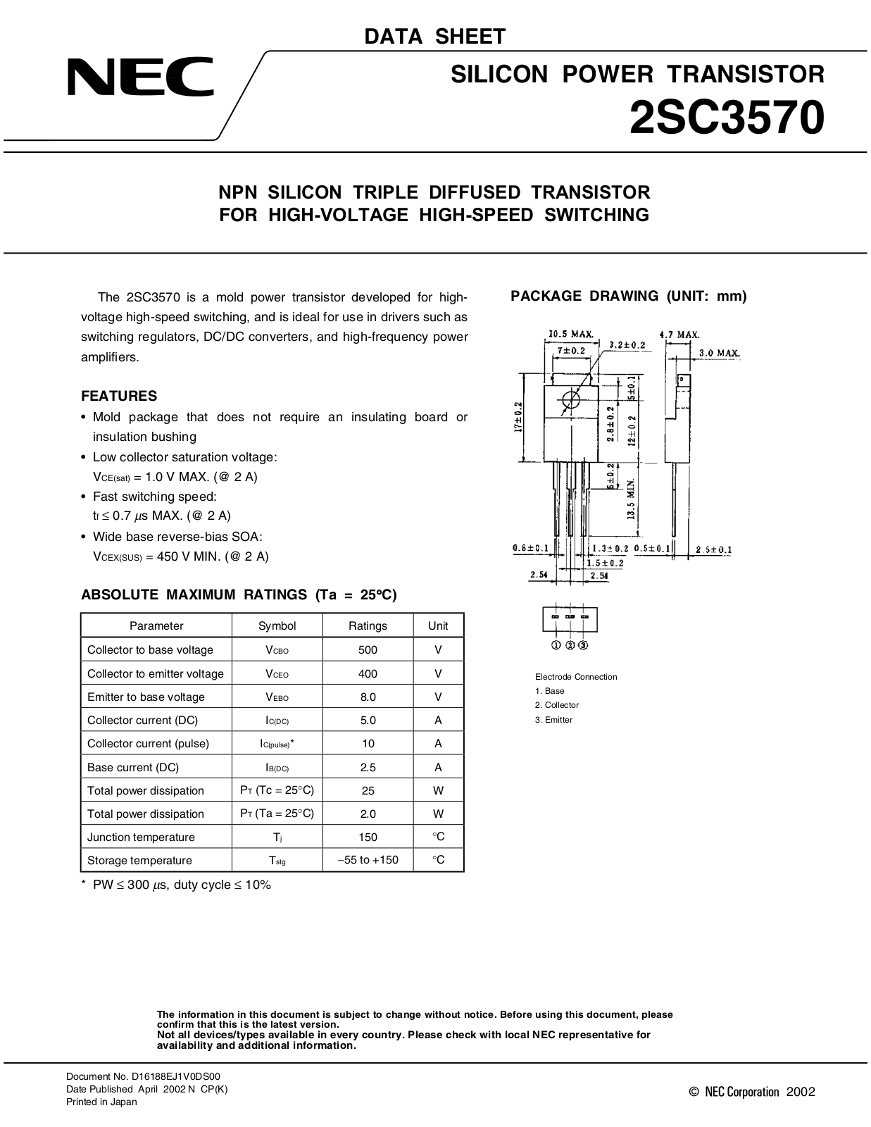NEC 2sc3570 Datasets - ManualMachine.com