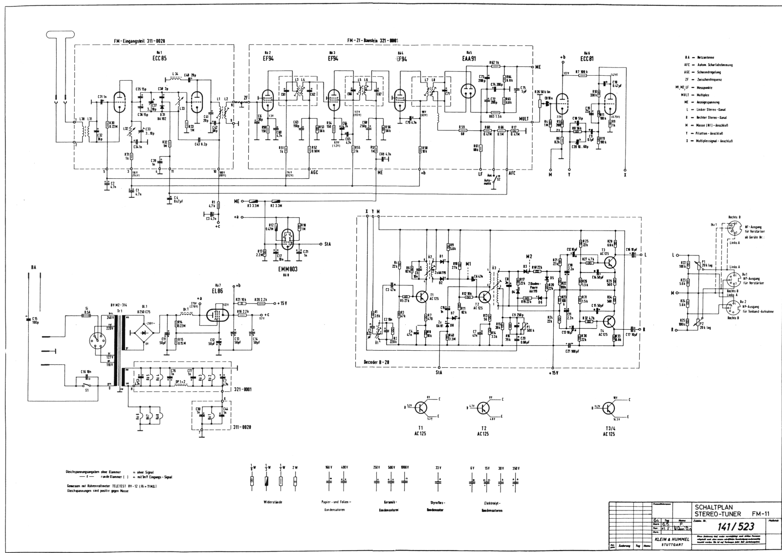 Klein-Hummel FM11 Schematic - ManualMachine.com