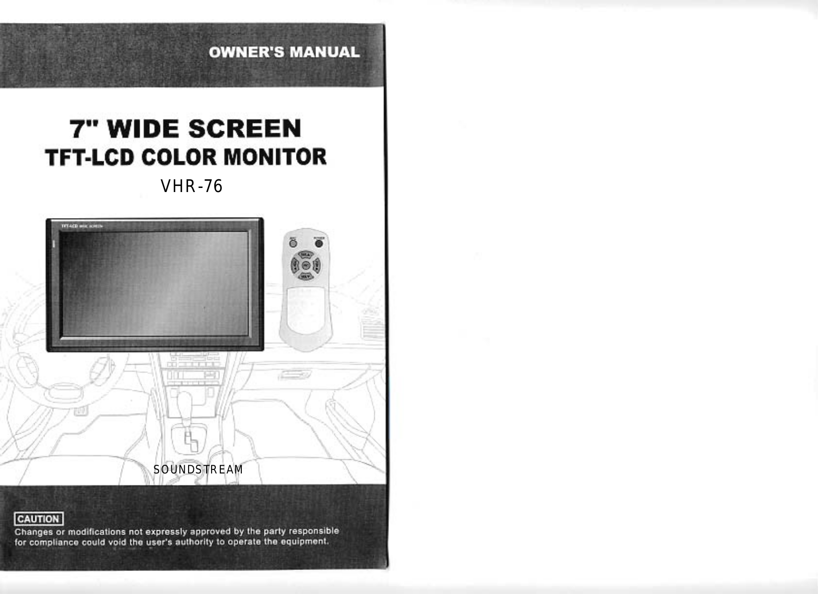 Soundstream VHR-76 Owner's Manual