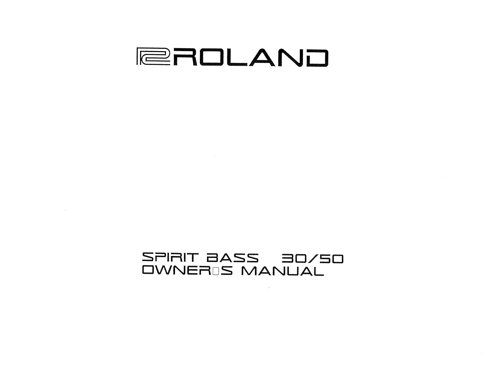 Roland Corporation SPB-30, SPB-50 Owner's Manual