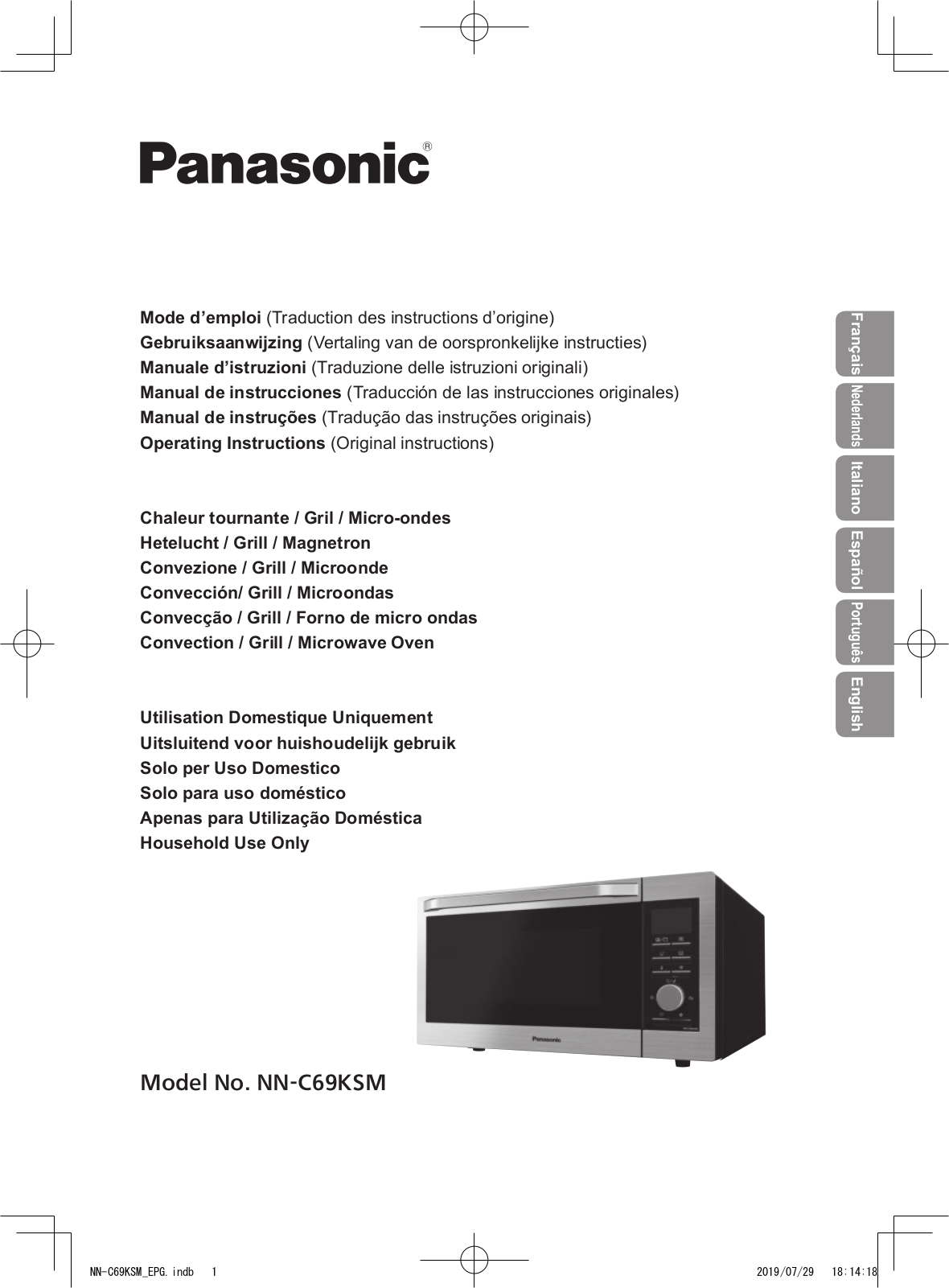 Panasonic NN-C69KSMEPG User manual