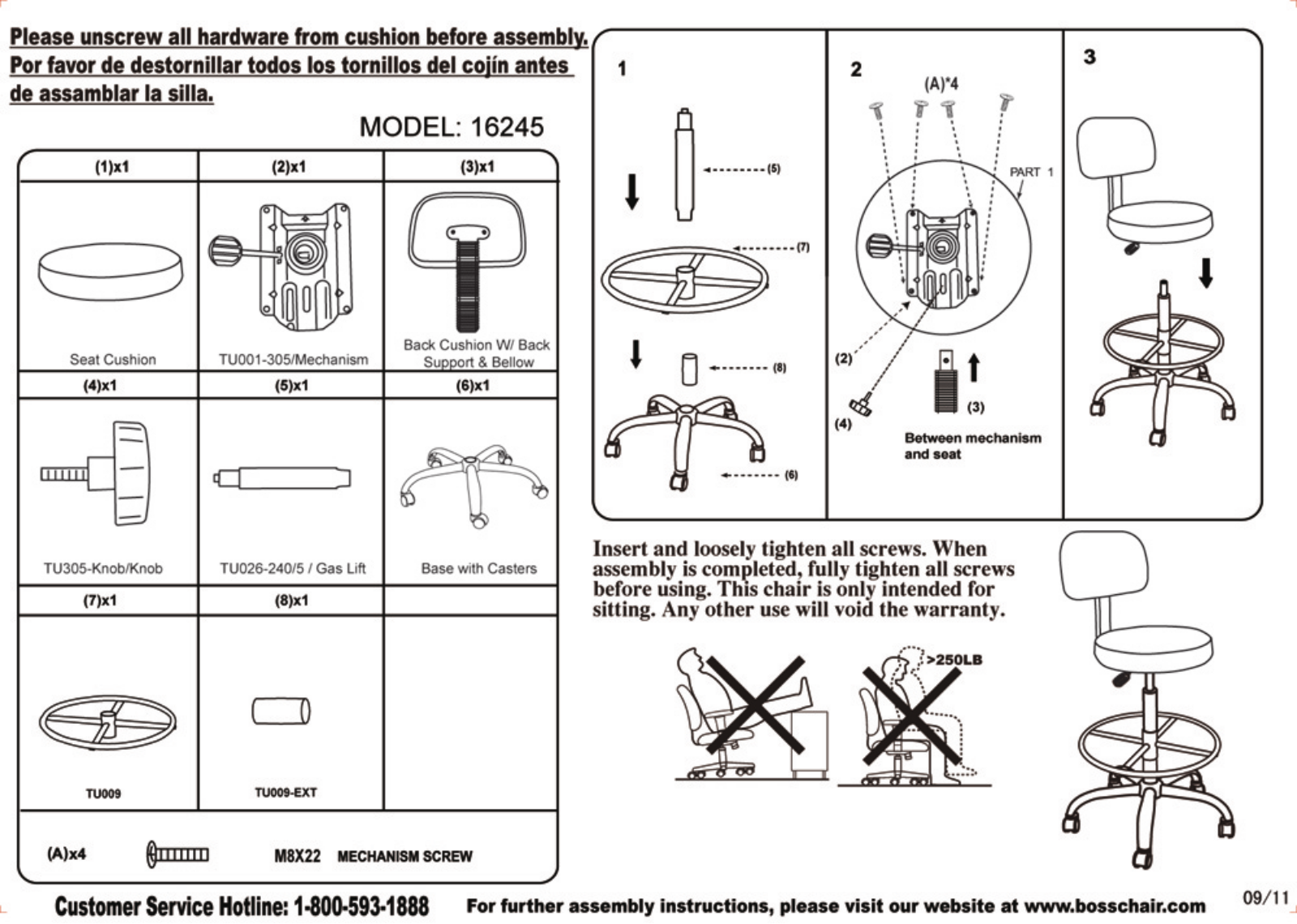 Boss B16245BK Assembly Guide