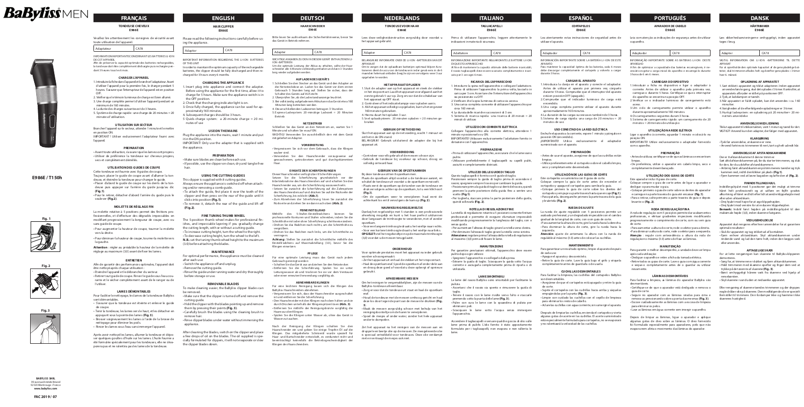 BaByliss E986E operation manual