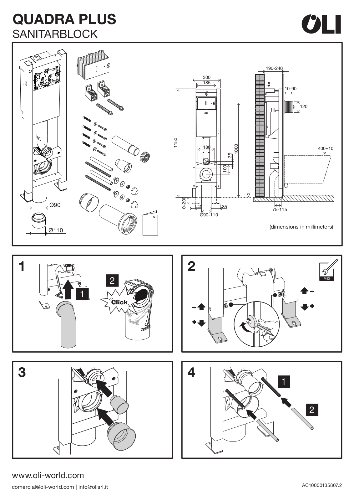 OLI QUADRA PLUS SANITARBLOCK Installation guide