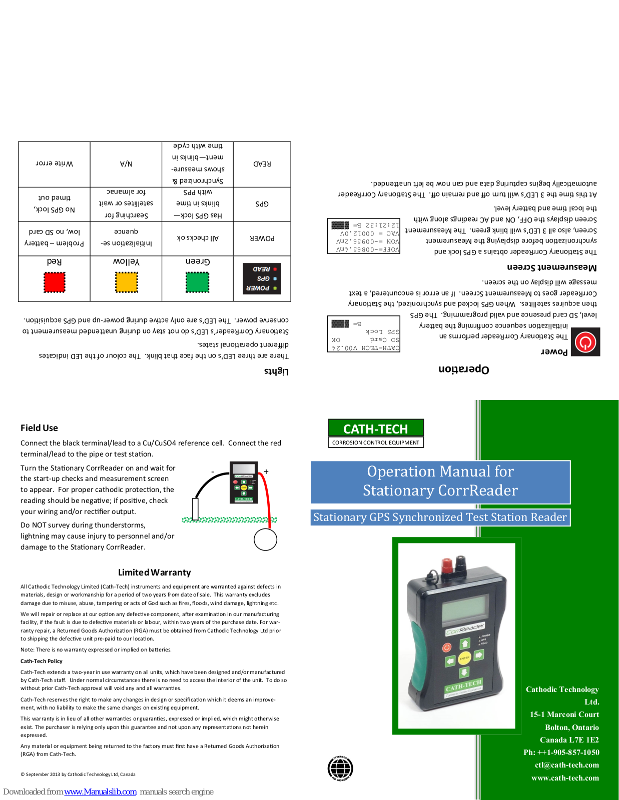 Cathodic Technology CorrReader Operation Manual