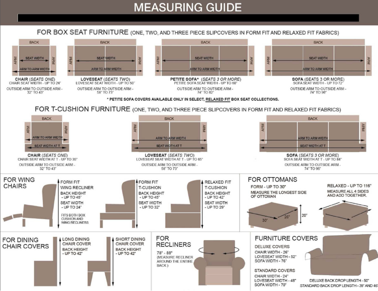 Sure Fit SUR1512, SUR1511 Sizing Guide - ManualMachine.com