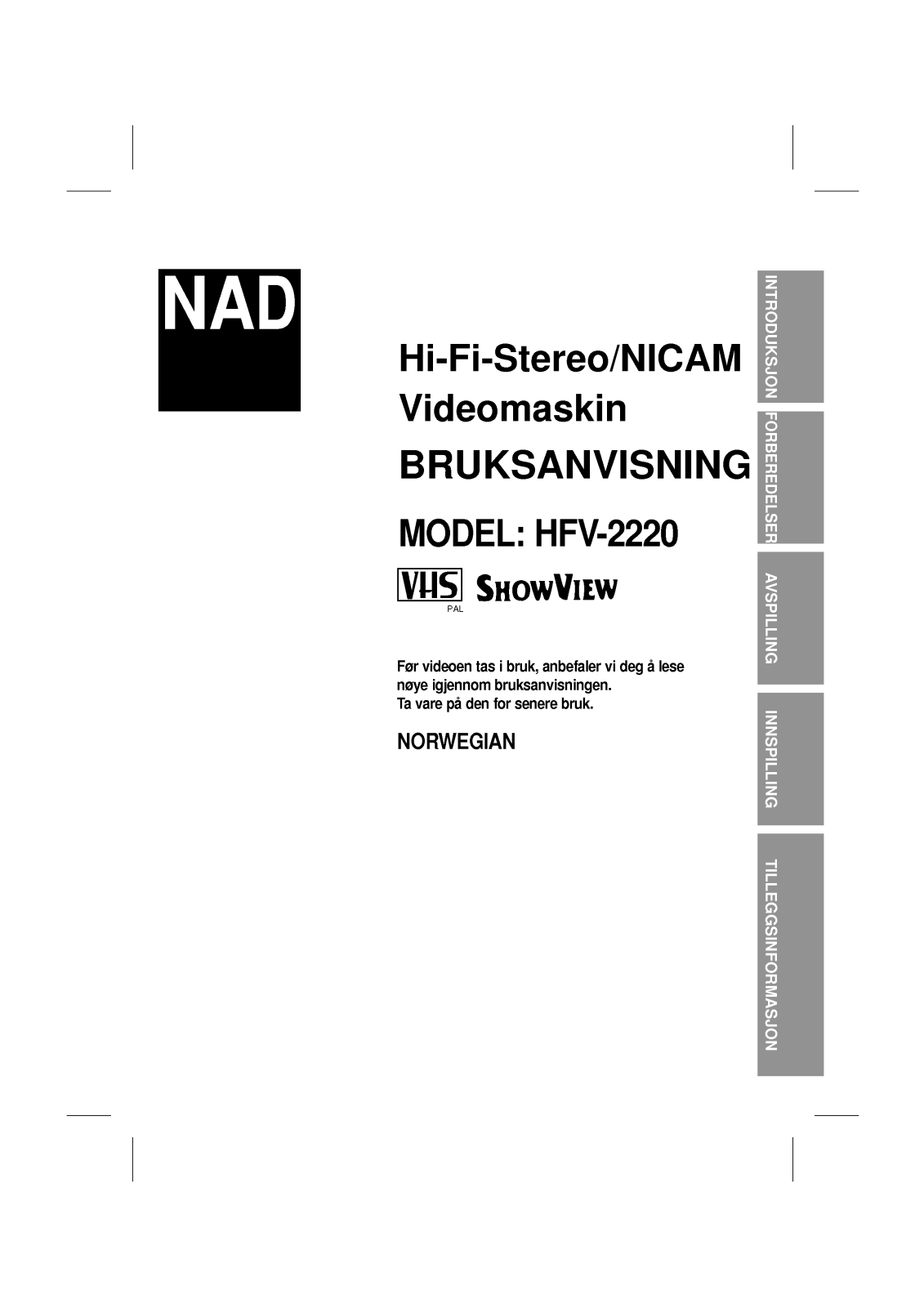 Lg HFV-2220 User Manual