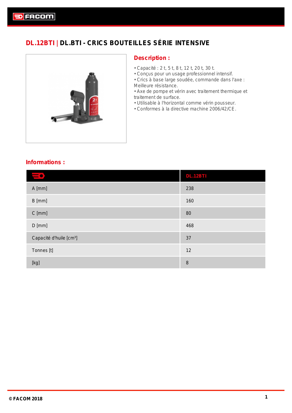 Facom DL.12BTIPF Specification - ManualMachine.com
