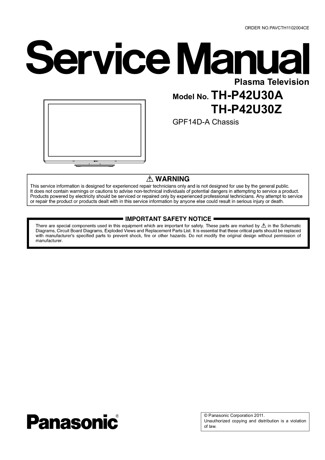 Panasonic TH-P42U30AZ Schematic