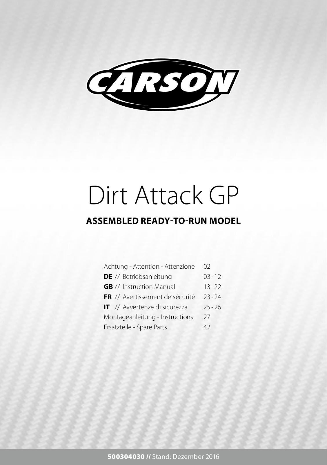 Carson Modellsport 500304030 Instruction Manual