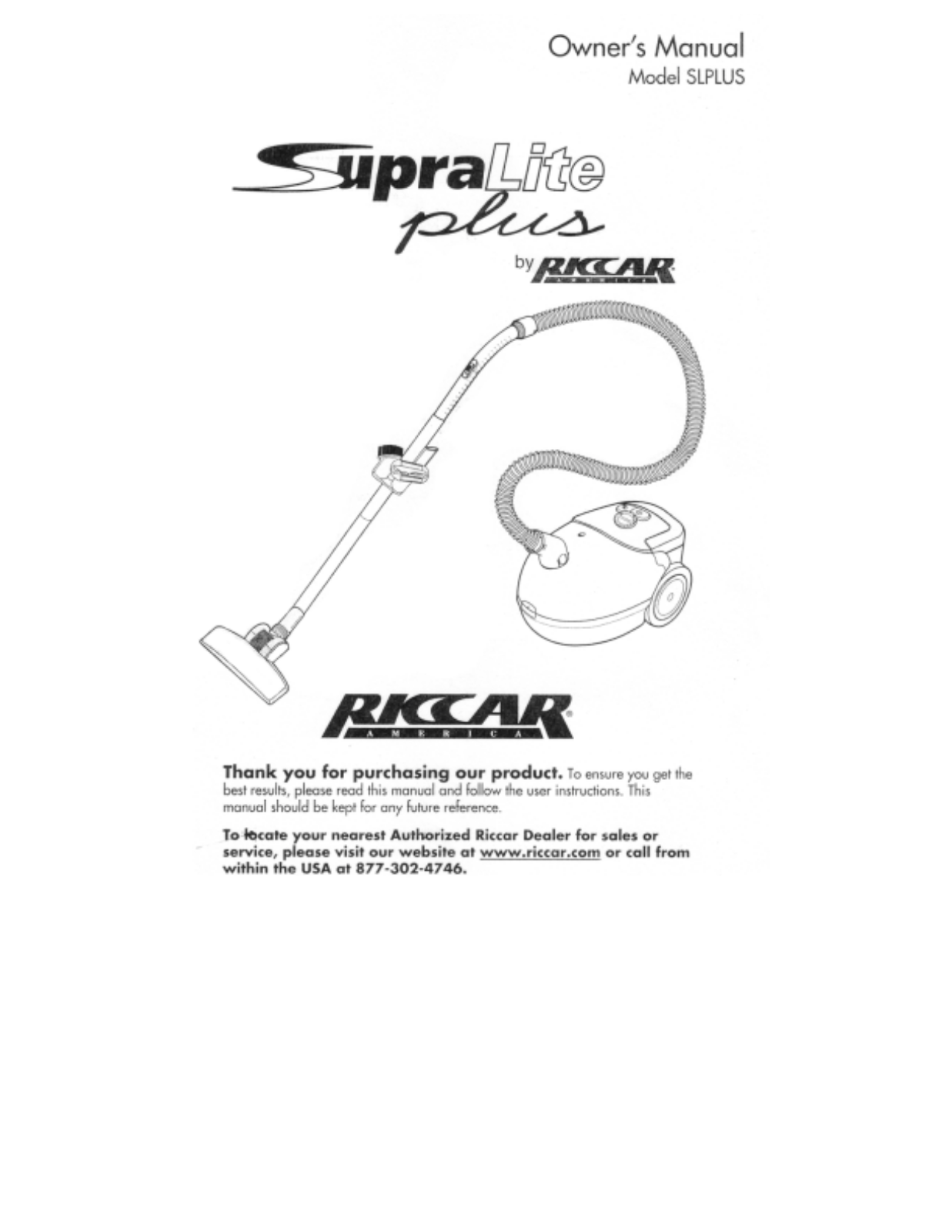 RICCAR SLPLUS Operating Instruction