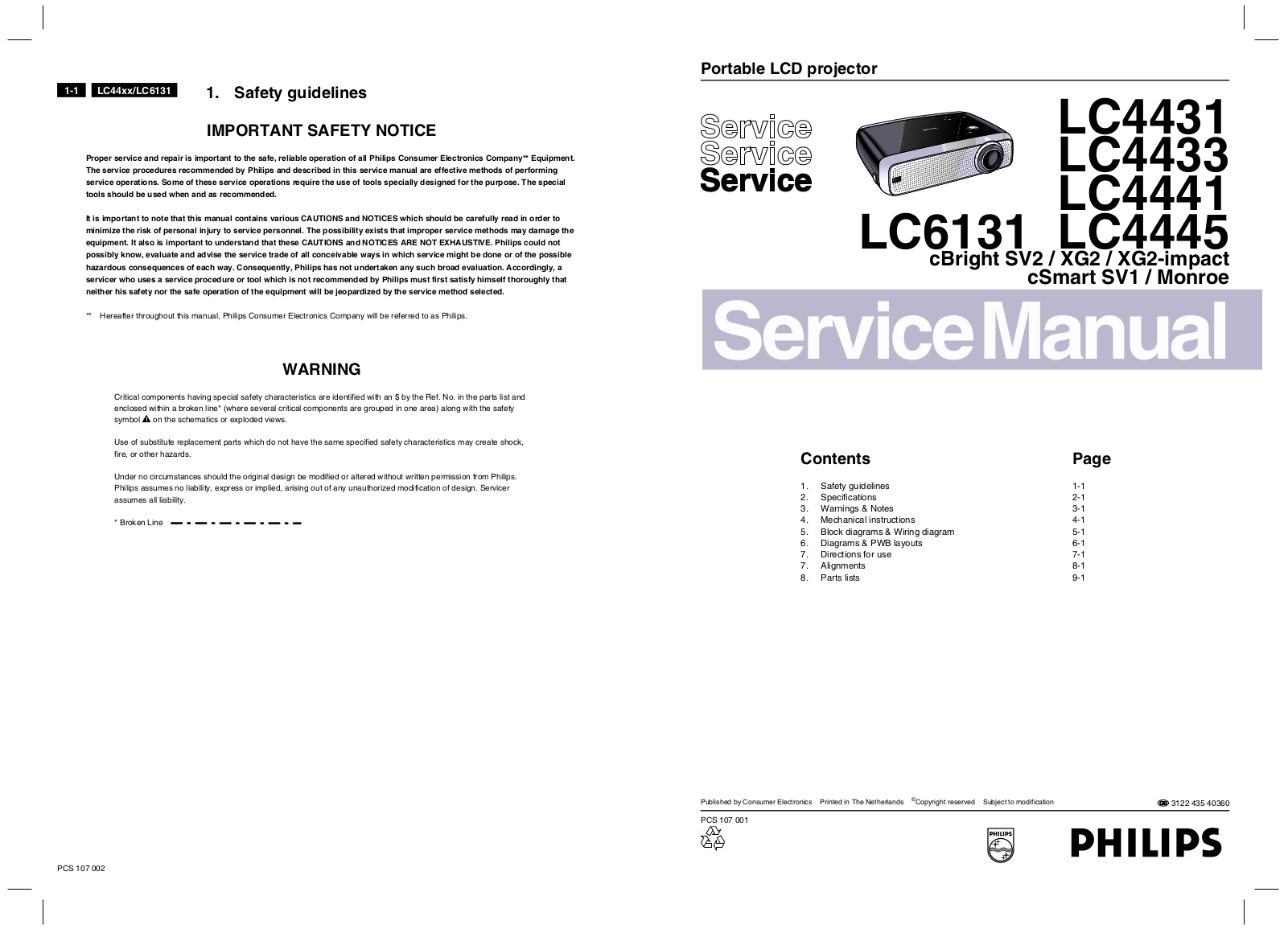 Philips LC4431, LC-4433, LC-4441, LC-4445, LC-6131 Service Manual