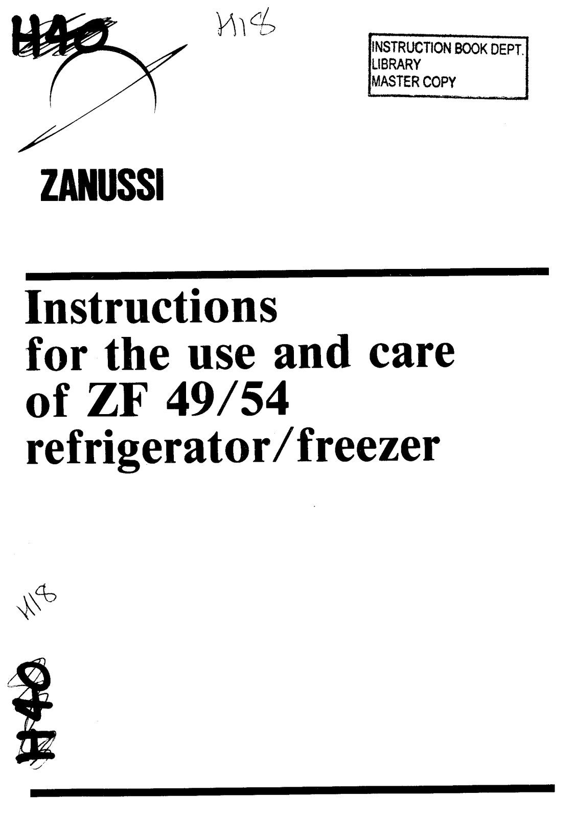 Zanussi ZF 49 54 User Manual