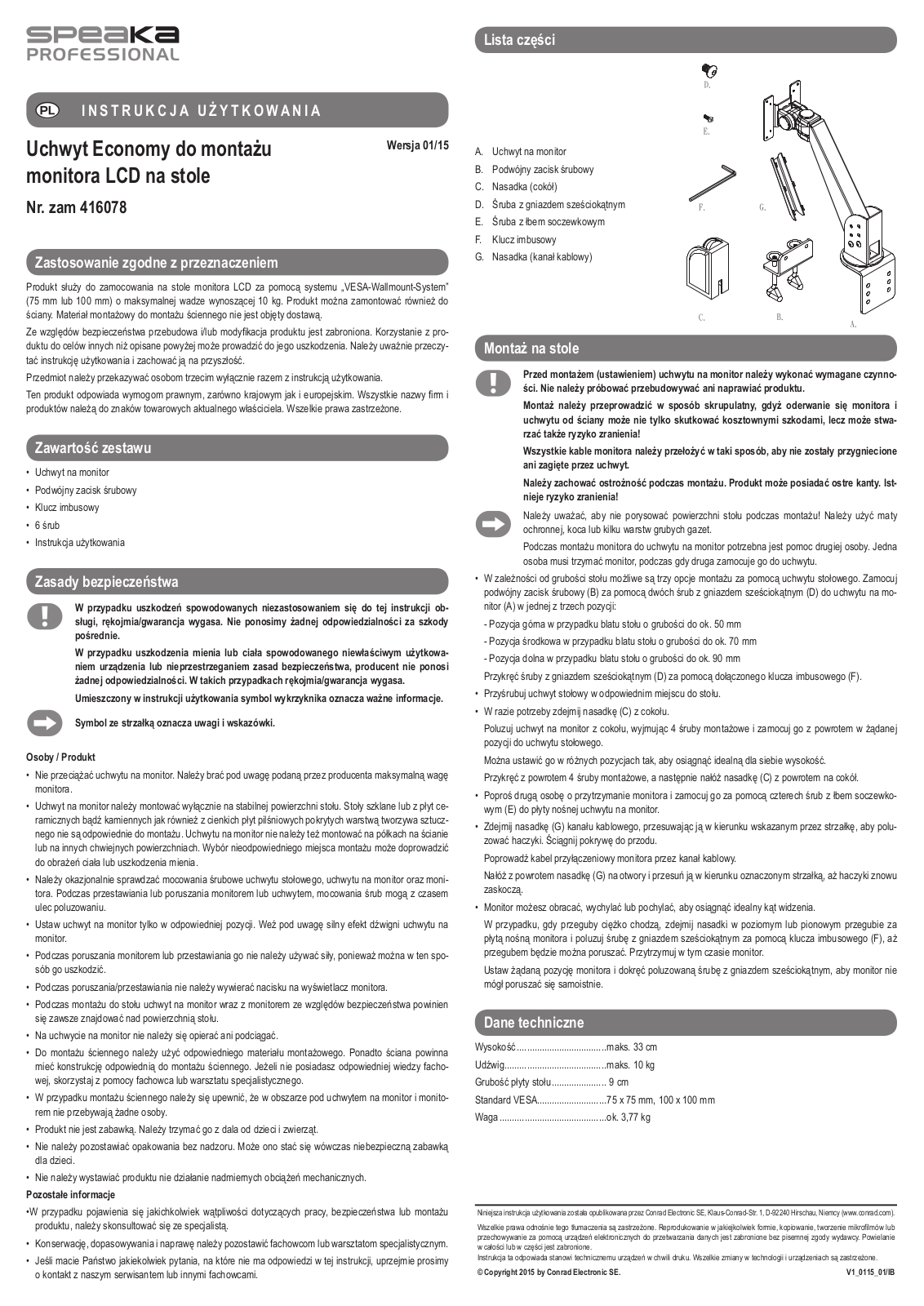 SpeaKa Professional 416078 User guide