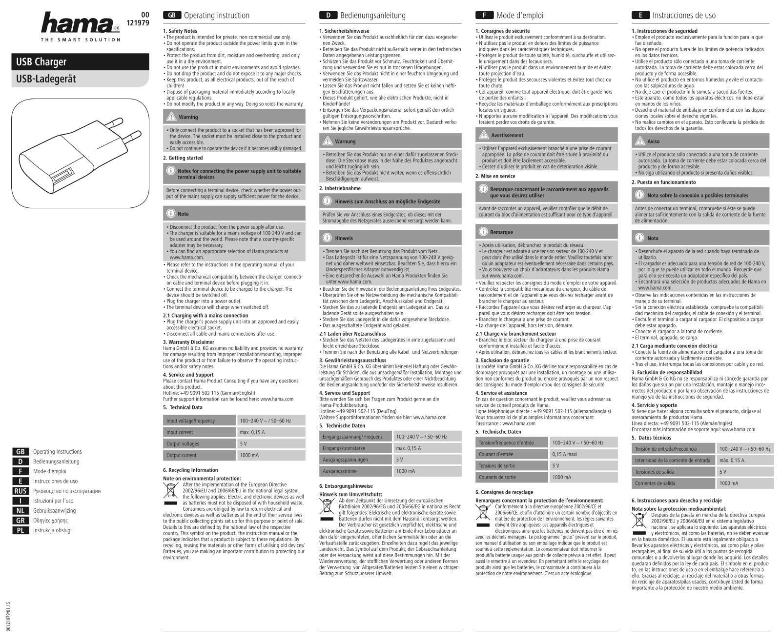 Hama 00121979 User manual