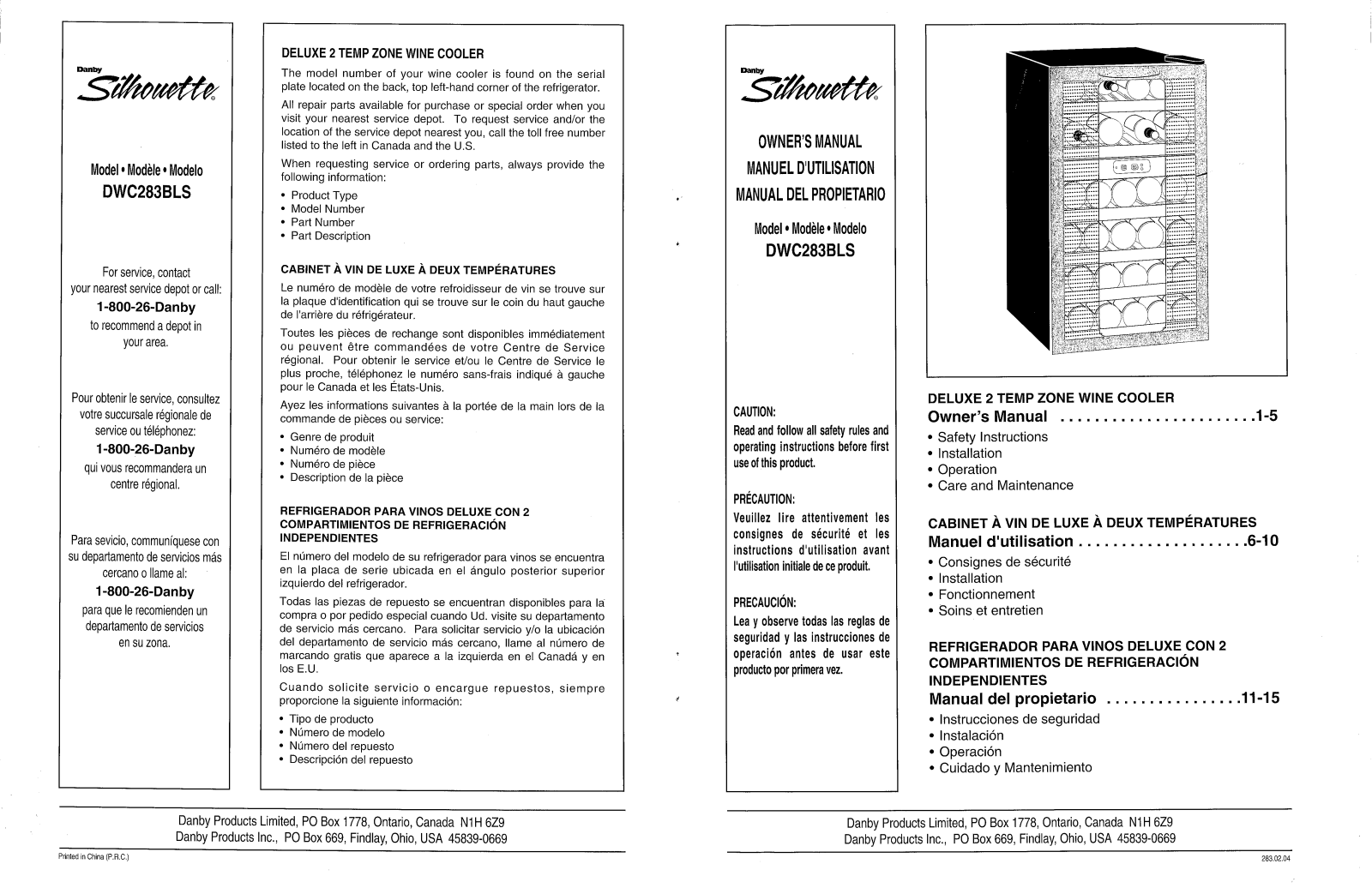 Danby DWC283BLS User Manual