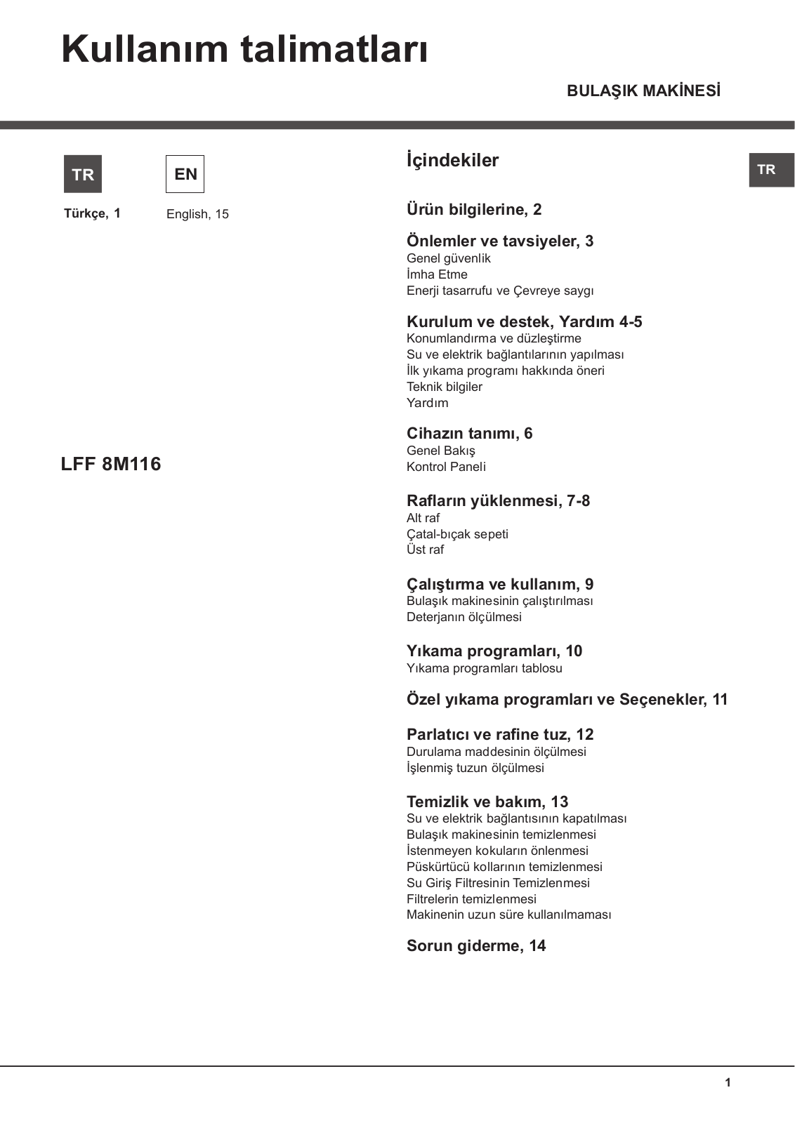 Hotpoint LFF 8M116 X TK User Manual