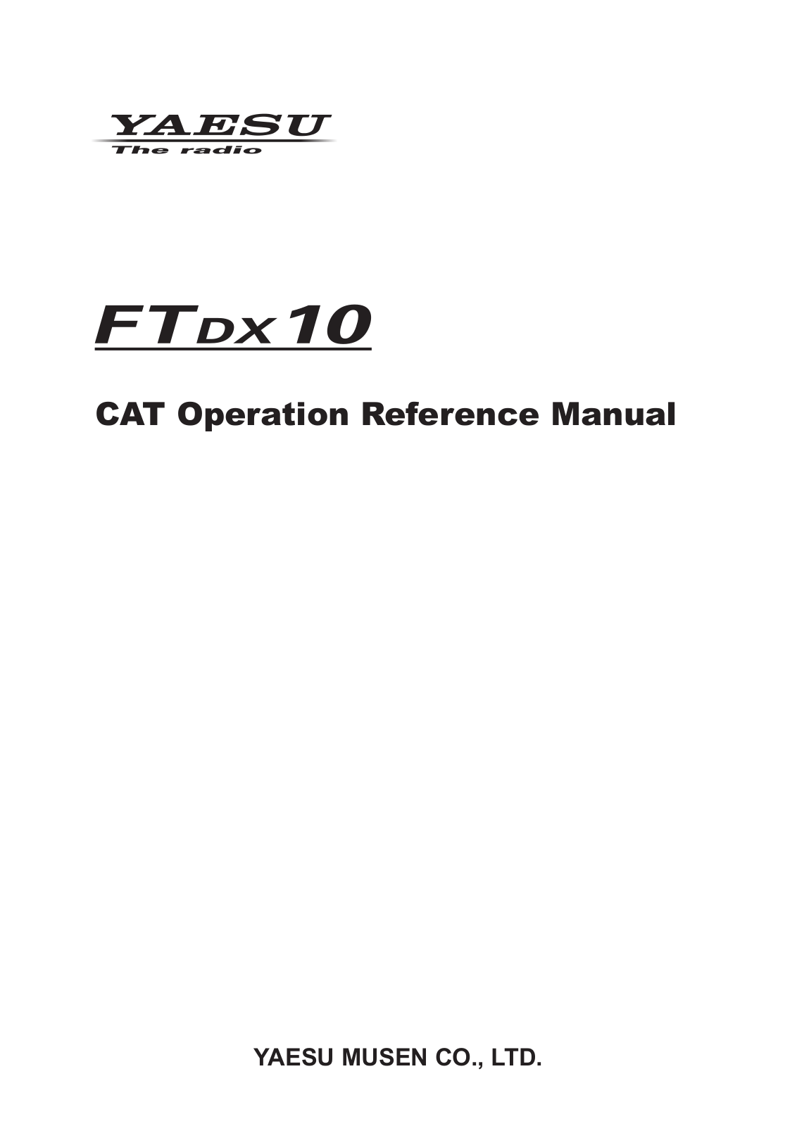 Yaesu FTDX-10 CAT Operation Reference Manual