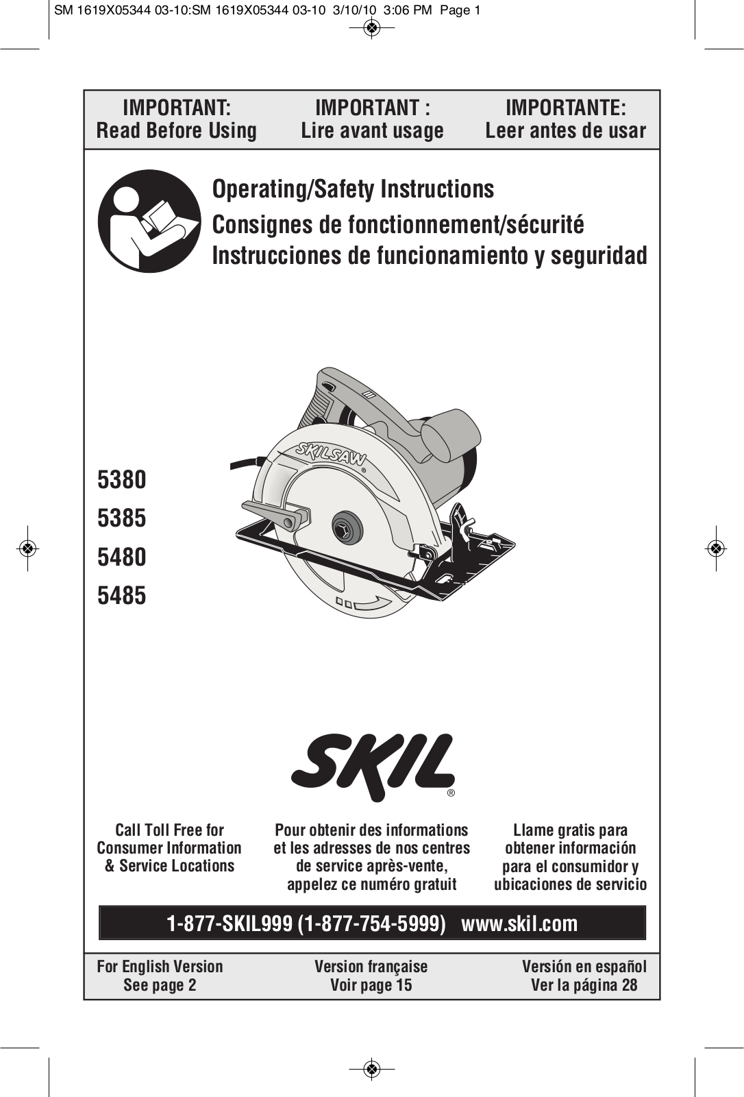 Skil 5380, 5480, 5485, 5385 User Manual