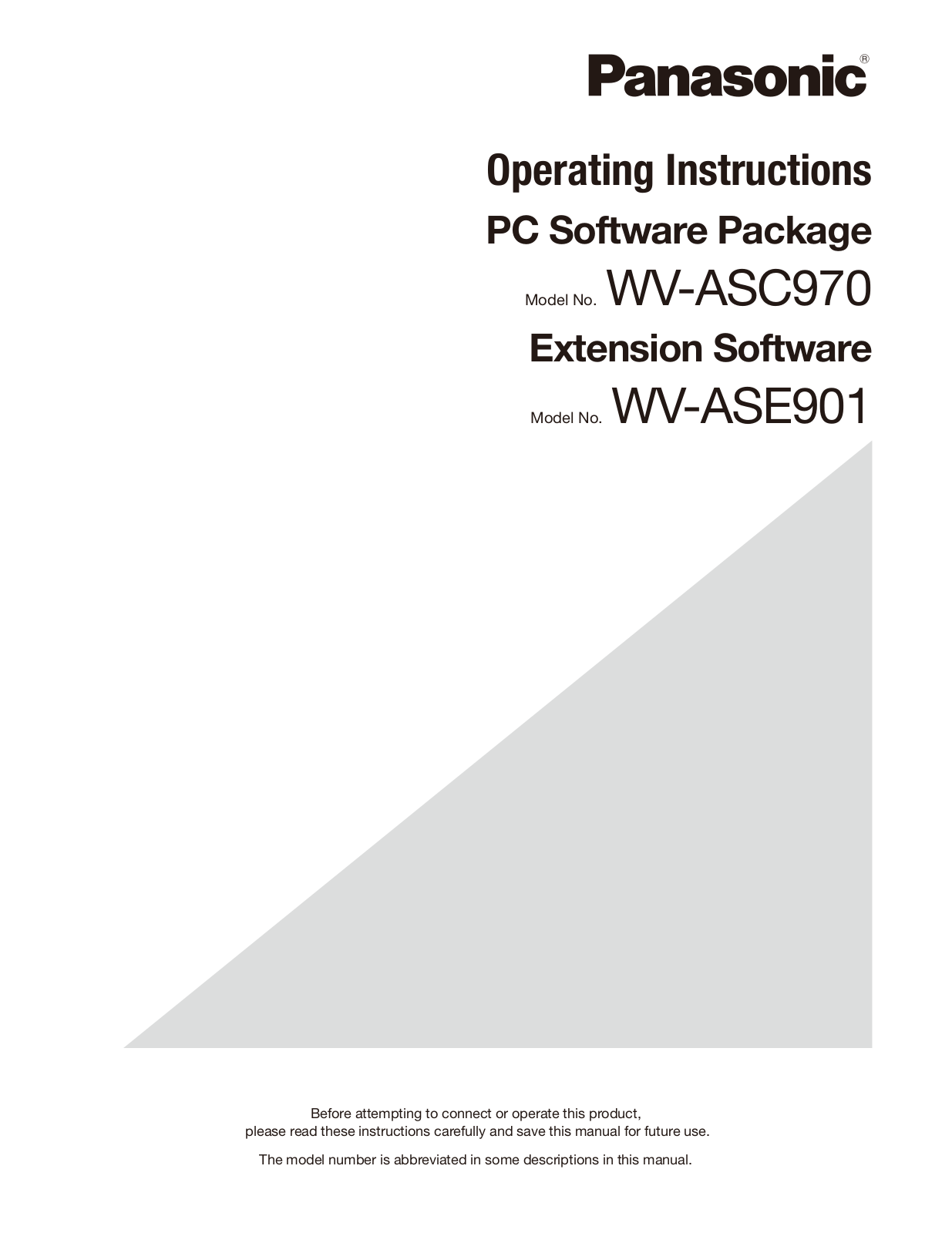 Panasonic WV-ASC970 Operating Instructions