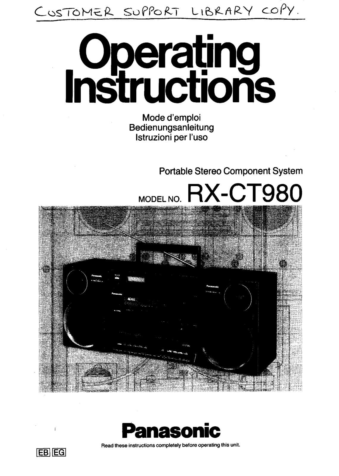 Panasonic RX-CT980 User Manual