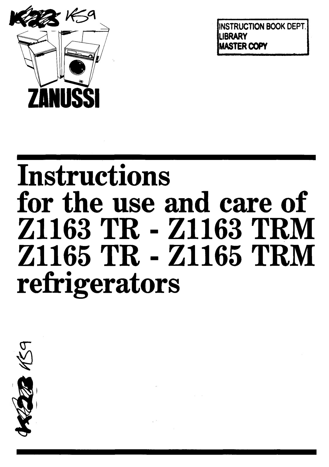 Zanussi Z1165TRM User Manual