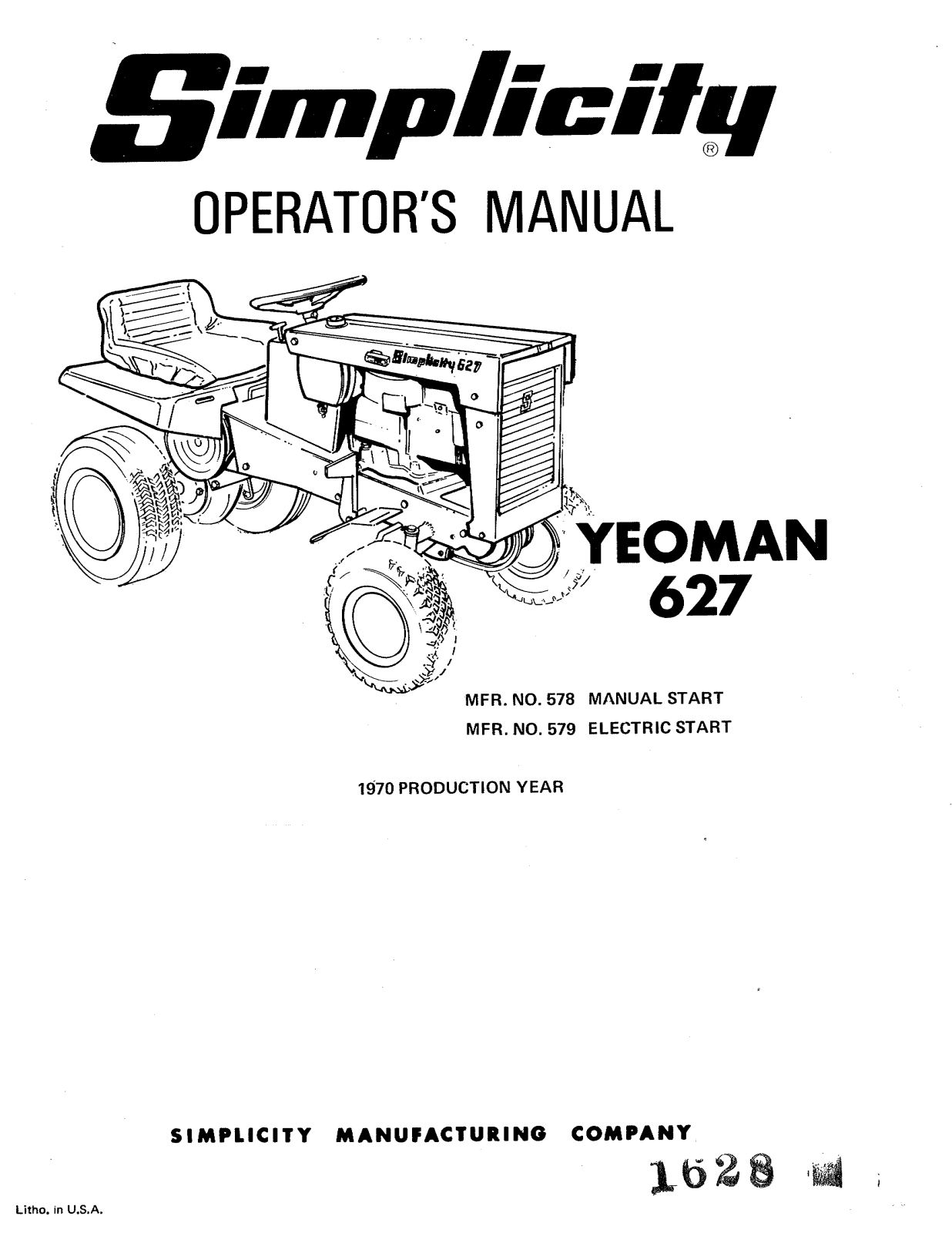 Simplicity 578, 579, 627 User Manual