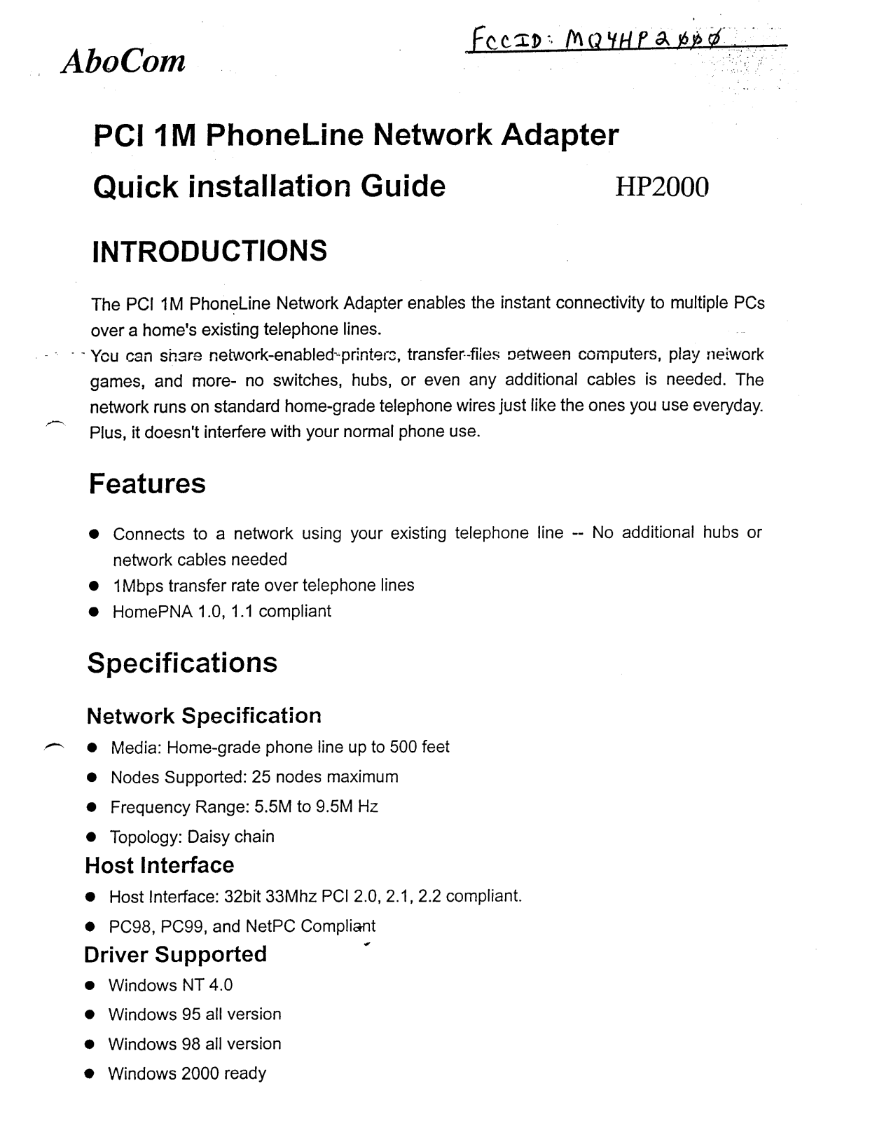 Abocom Systems HP2000 User Manual