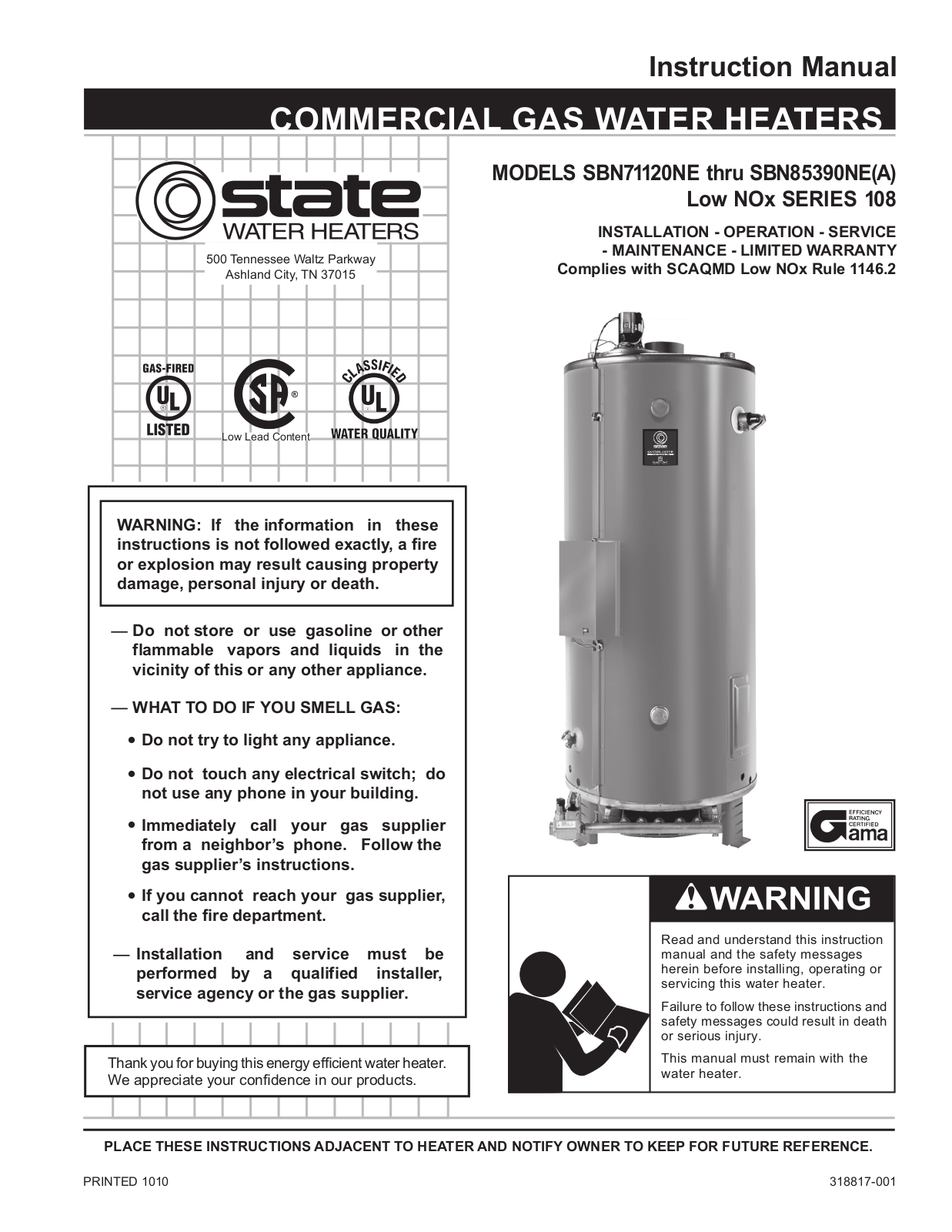 State SBN100 200NES-A Installation  Manual