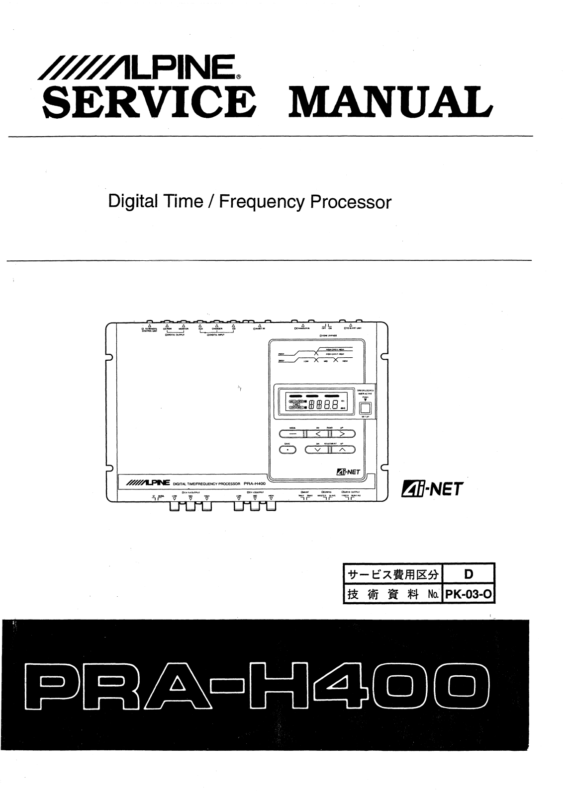 Alpine PRA-H400 Service manual