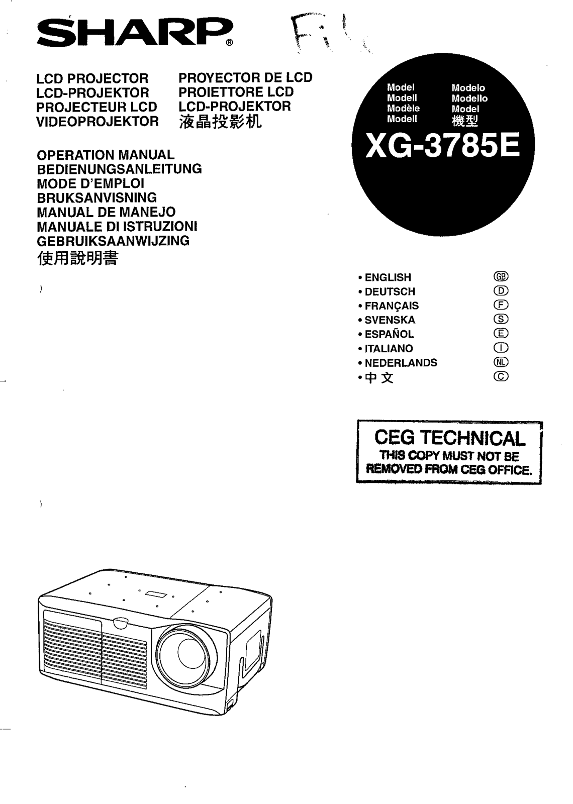 Sharp XG3785E User Manual