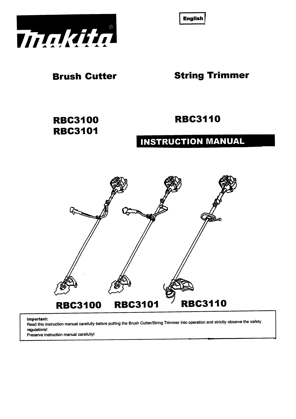 Makita RBC3110, RBC3101, RBC3100 User Manual