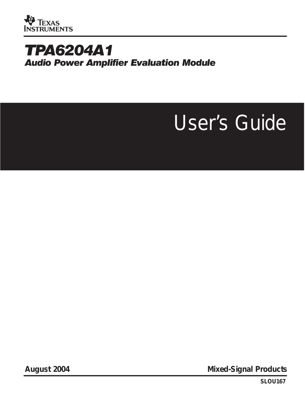 Texas Instruments TPA6204A1 User Manual