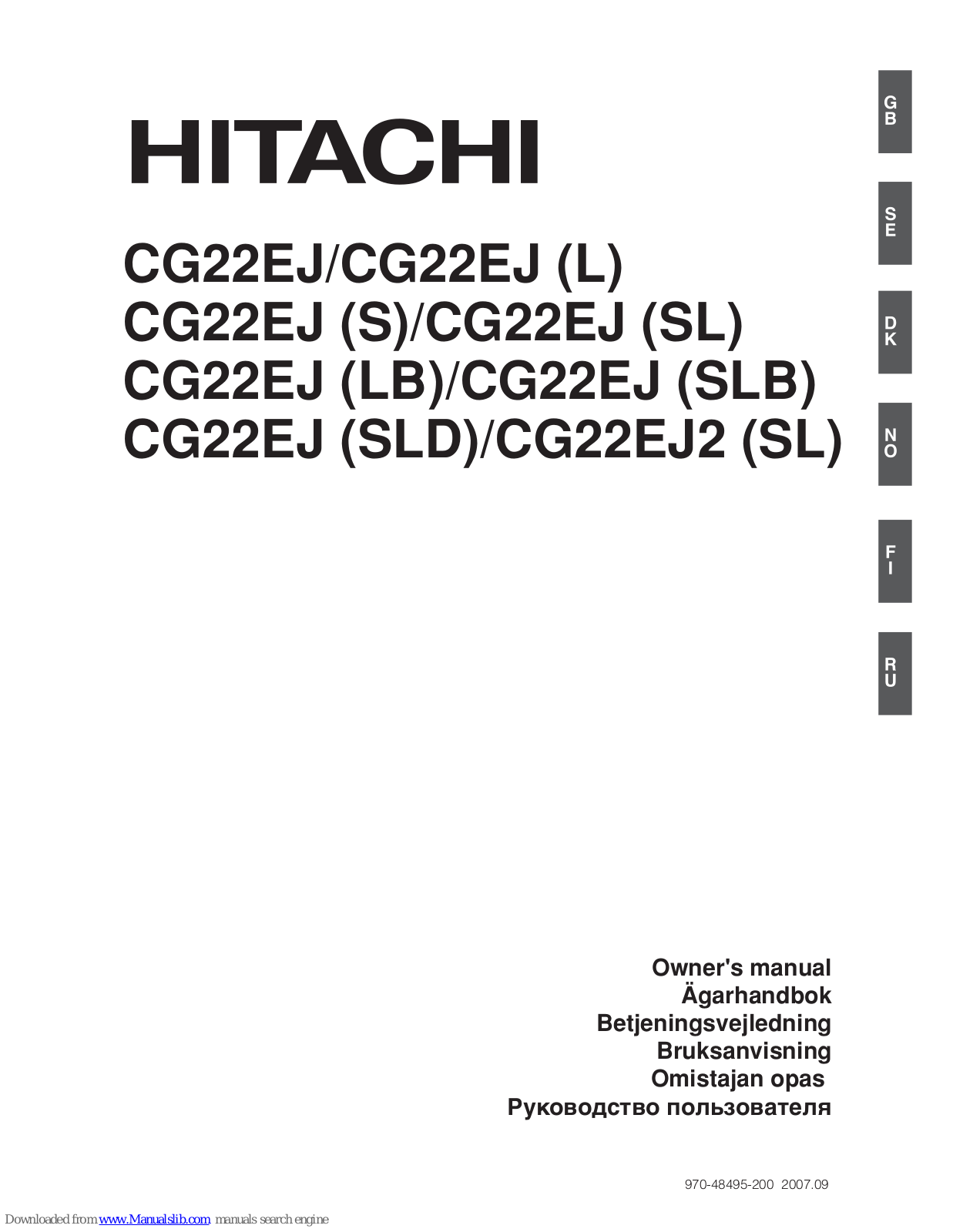 Hitachi CG22EJSL, CG22EJL, CG22EJLB, CG22EJS, CG22EJSLB Owner's Manual