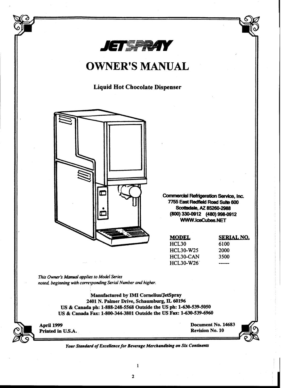 Jet Spray HCL30 Installation  Manual