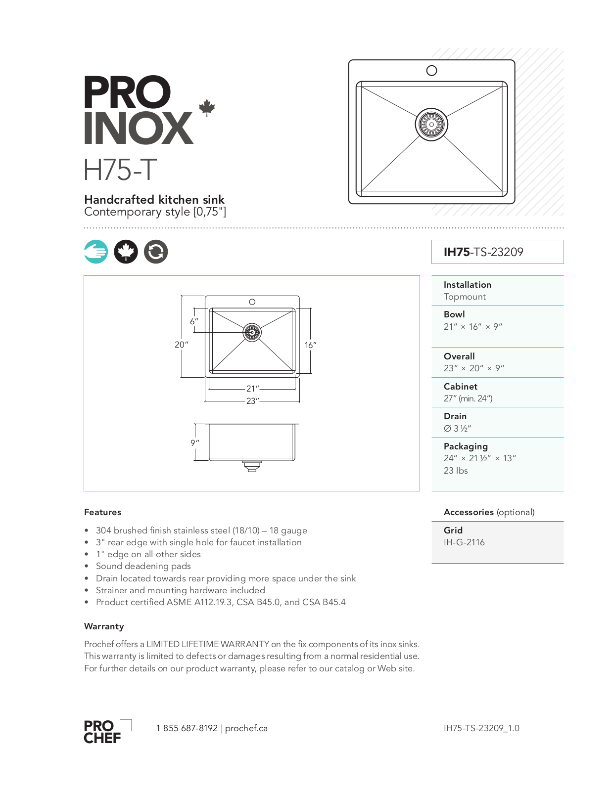 Julien IH75-TS-23209 User Manual