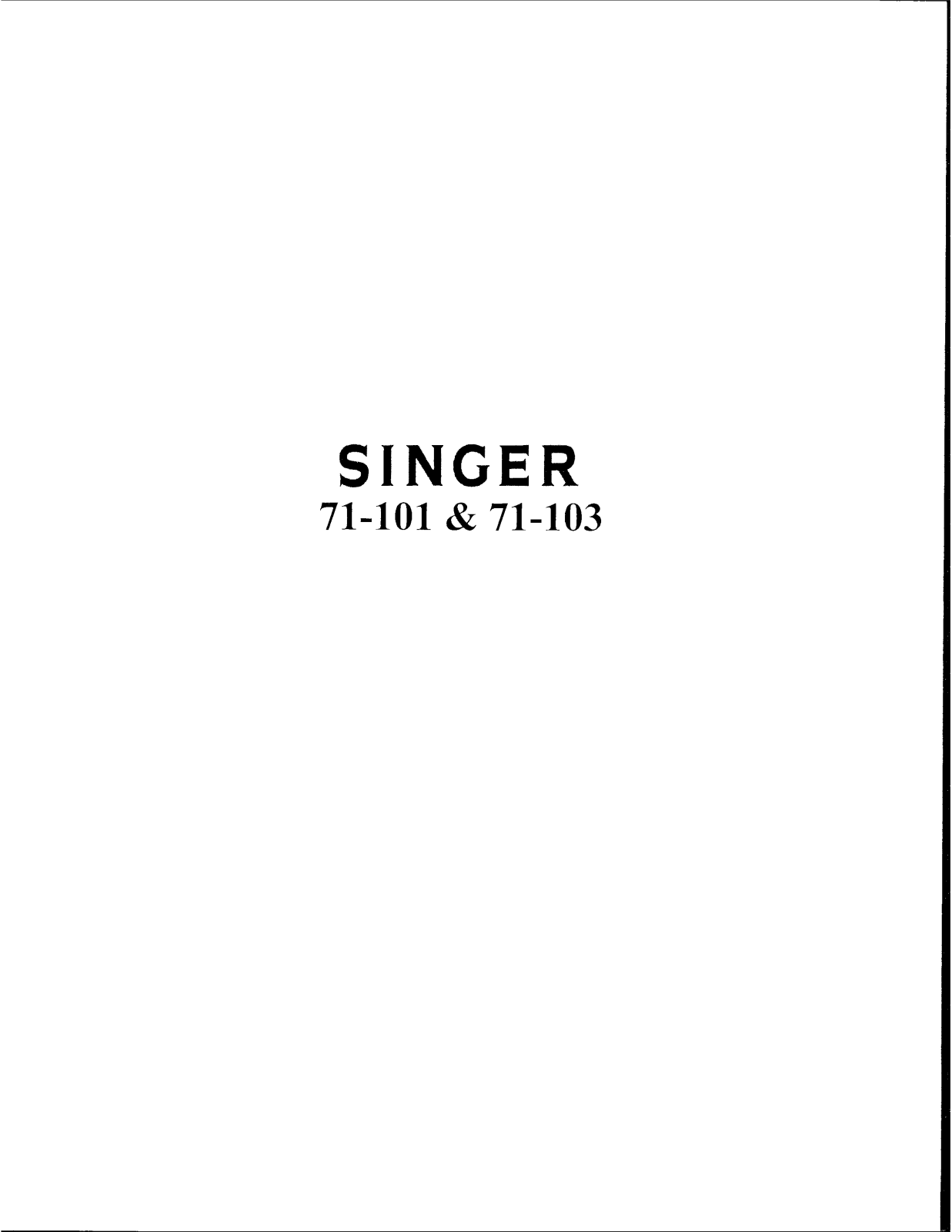 Singer 71-101, 71-103 Instruction Manual