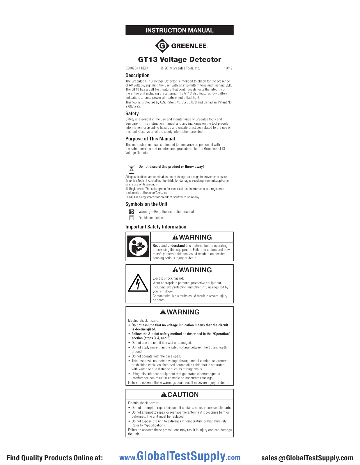 Greenlee GT-13 User manual - ManualMachine.com