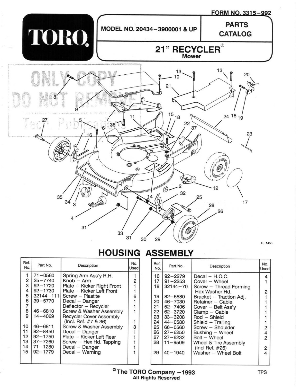 Toro 20434 Parts Catalogue