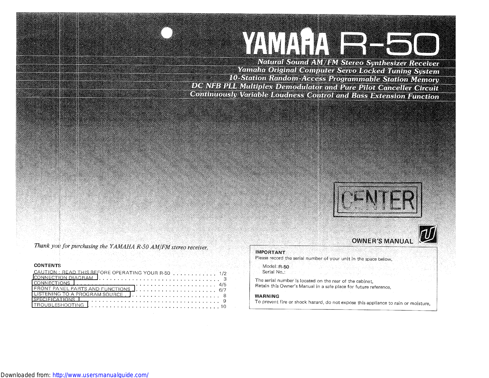 Yamaha Audio R-50 User Manual