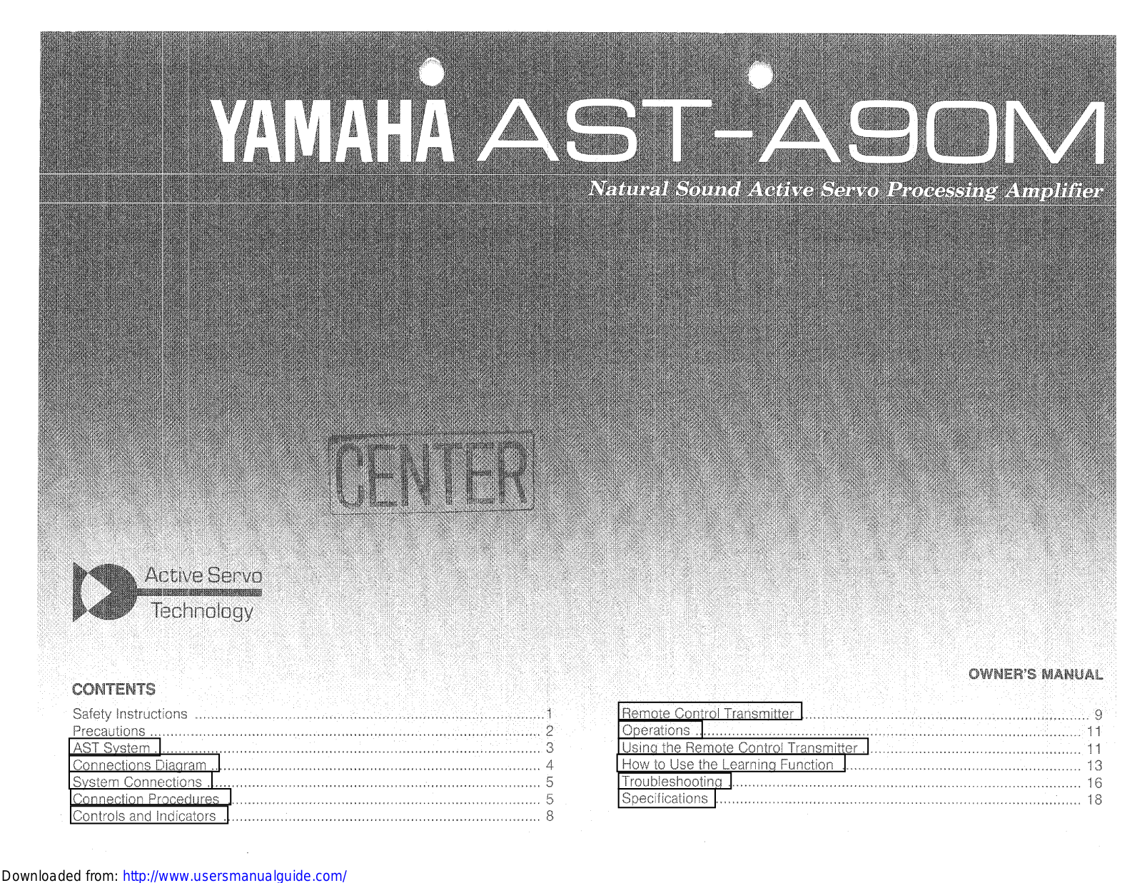 Yamaha Audio AST-A90M User Manual